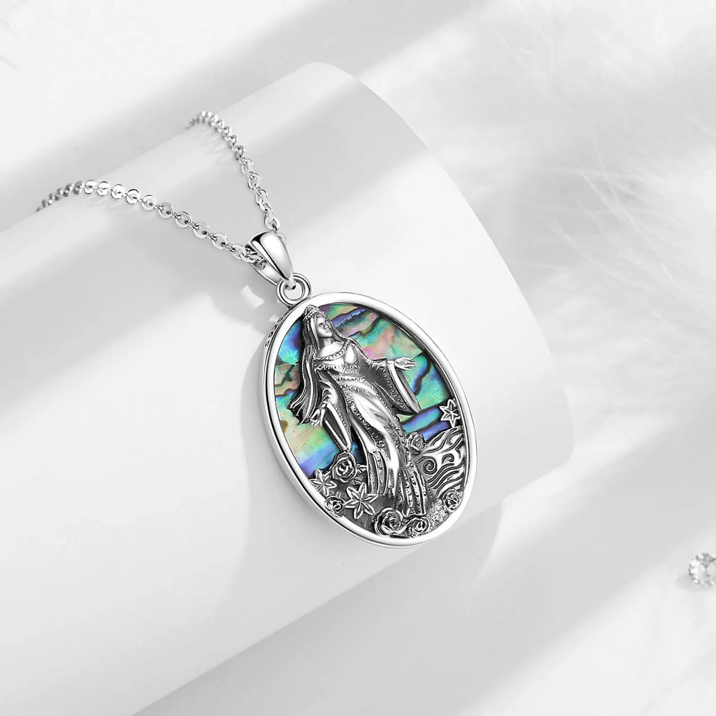 Eudora Original 925 en argent Sterling déesse de la mer Yemaya collier naturel coquille d'ormeau Lemanja amulette pendentif bijoux fins cadeau