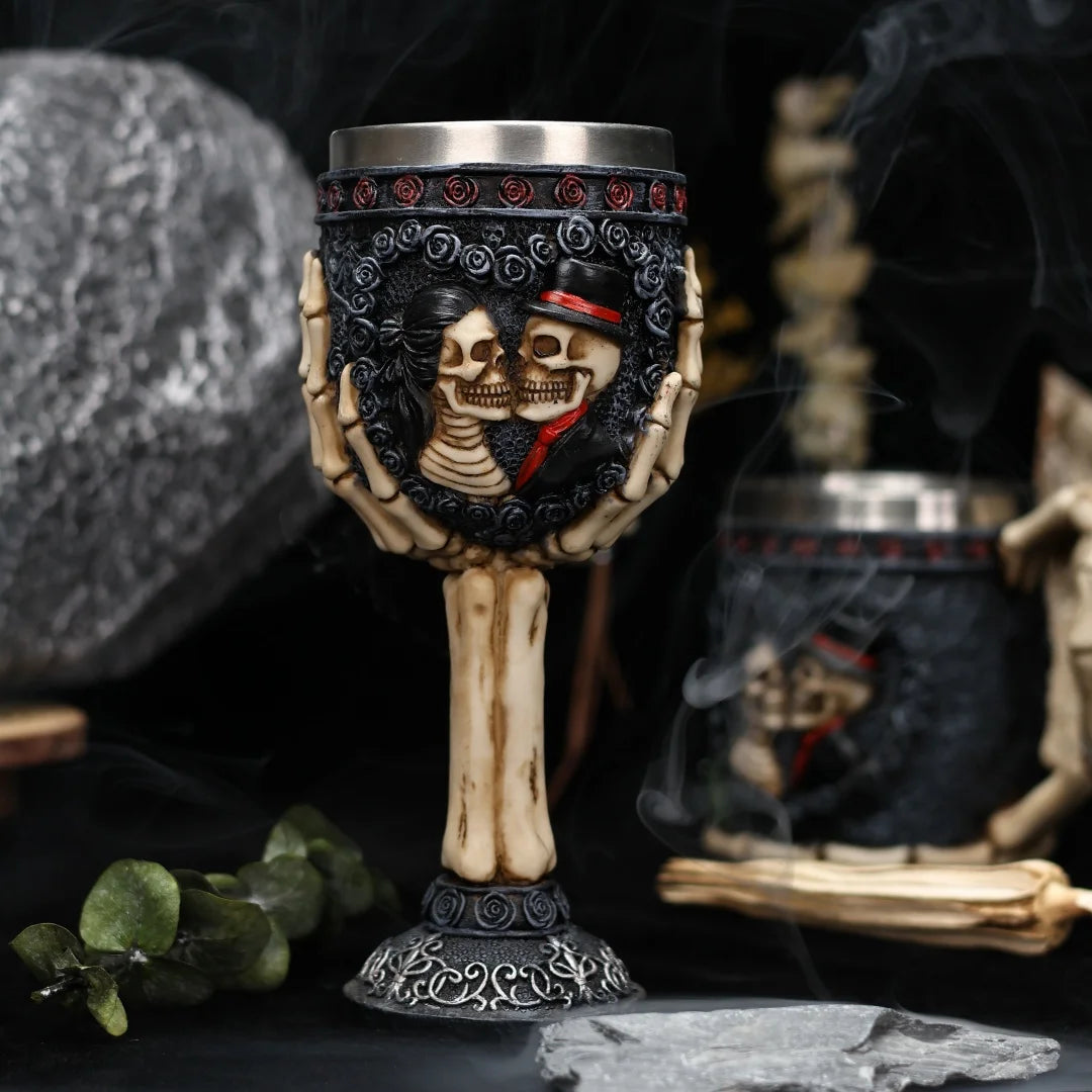 Gobelet gothique Jour des modules de fréquence, Seton Skull, Halloween Bride and Groom, Black Trash, Wine Cup, Friends Gift
