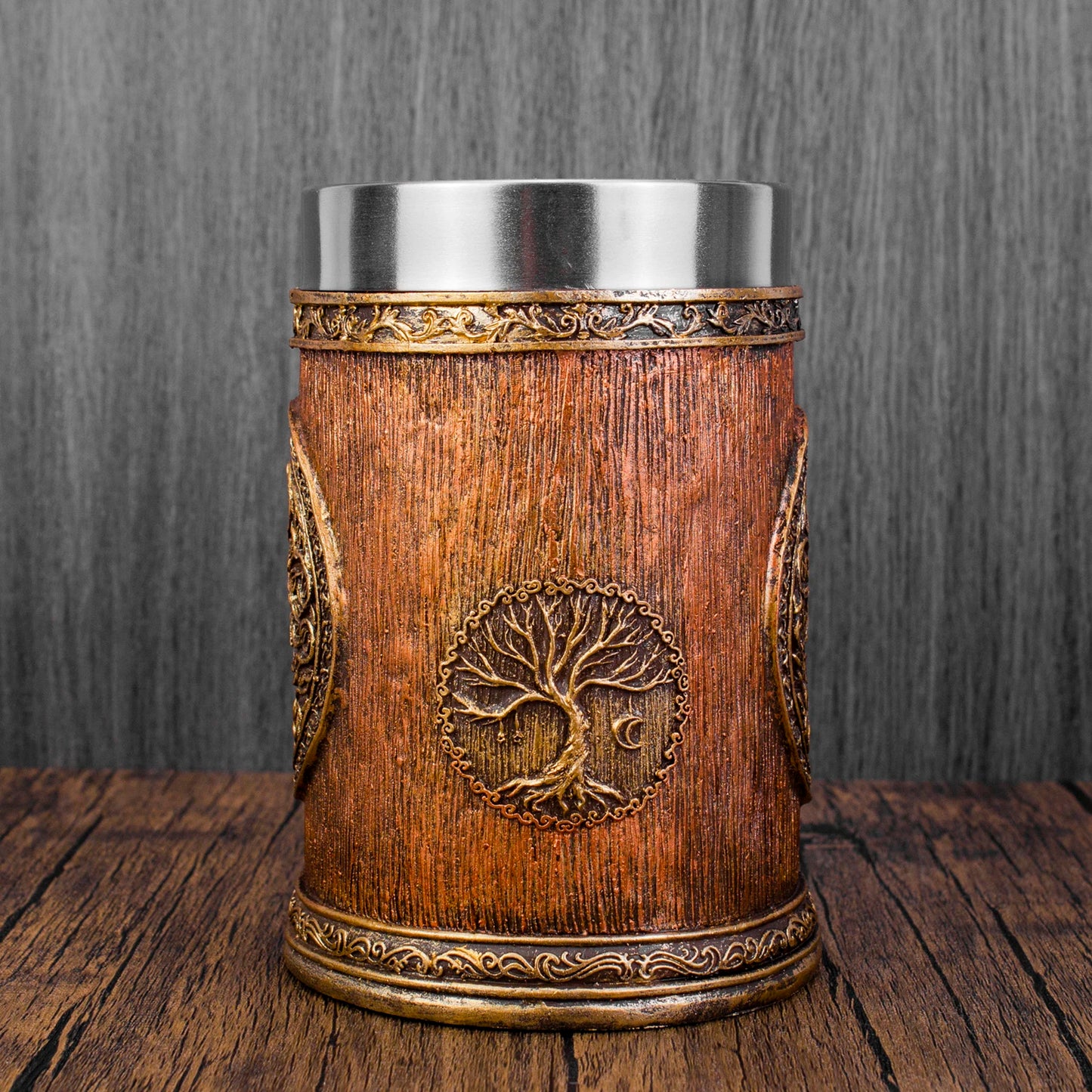 Mug Viking arbre de vie en résine 3D, gobelet en acier inoxydable 304, décoration nordique, tasse à café Stein, cadeau pour hommes, nouvelle collection