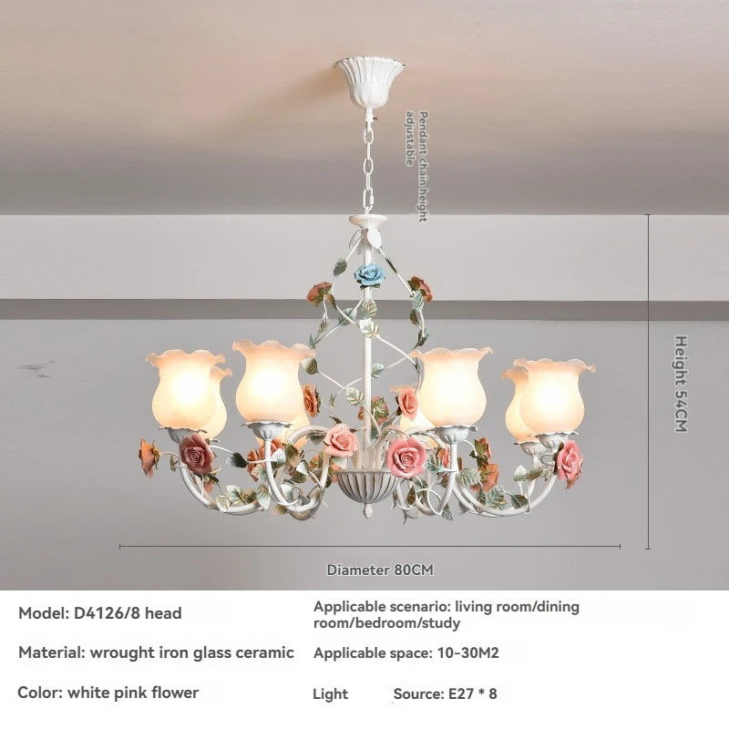 Campagne française pendentif LED lumière décoration de la maison salon chambre cuisine jardin Rose fleur herbe luminaires