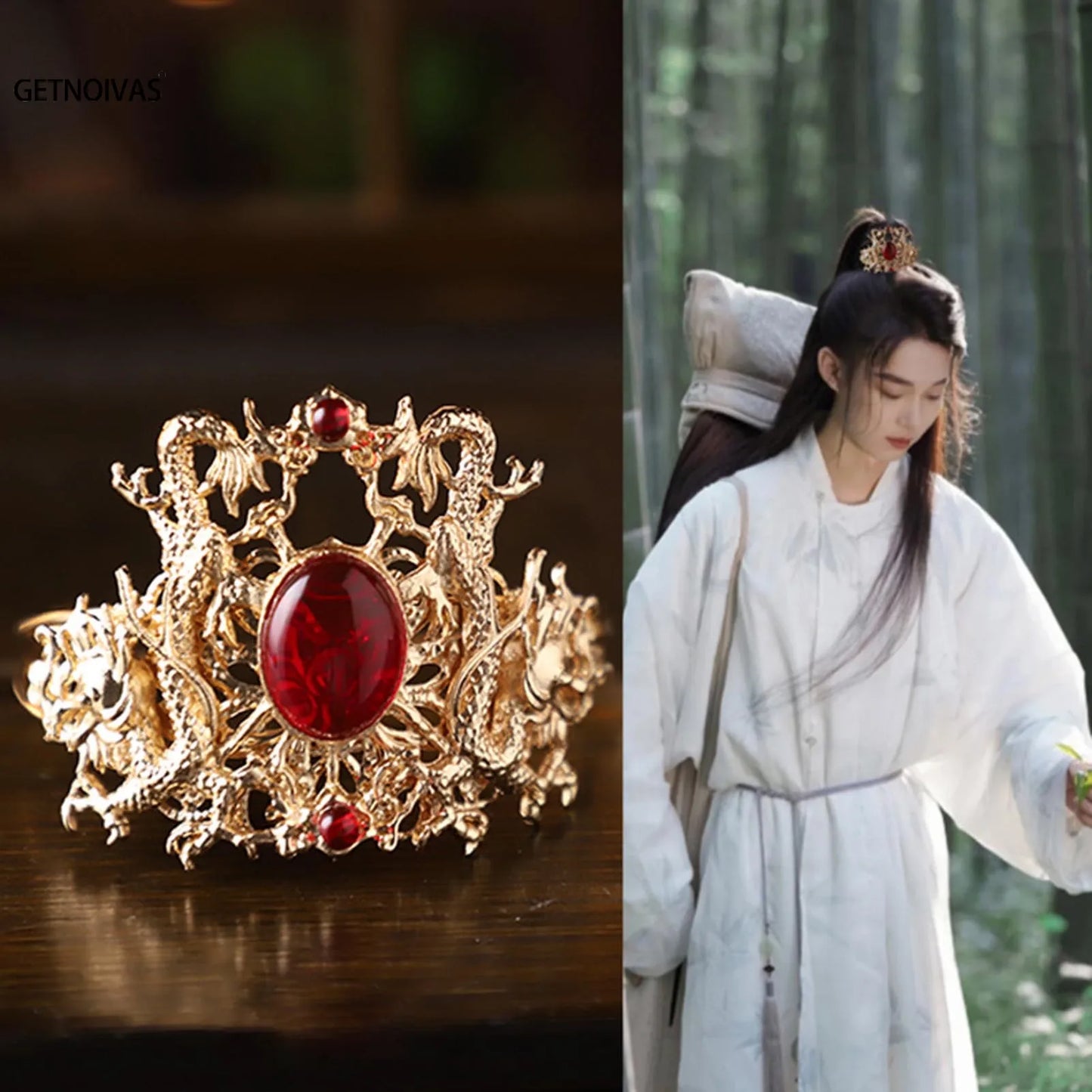 Couronne de cheveux Hanfu chinoise, chignon rétro queue de cheval, accessoire pour cheveux, couvre-chef en métal Vintage pour coiffure de fête Cosplay