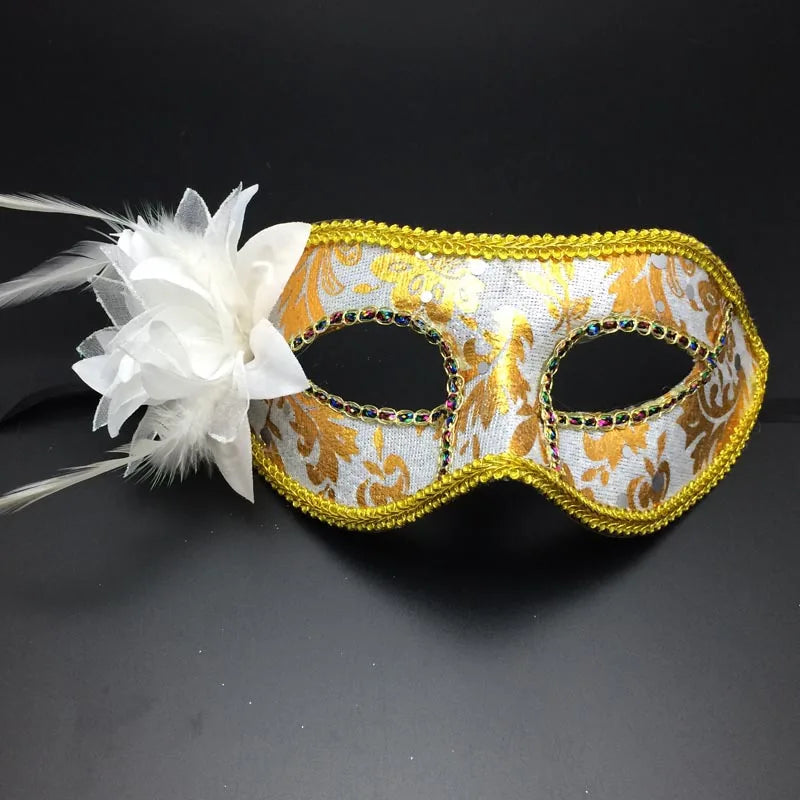 Masque de mascarade Floral demi-visage à paillettes pour femme, masque de venise, accessoires de Costume d'halloween pour fête Cosplay