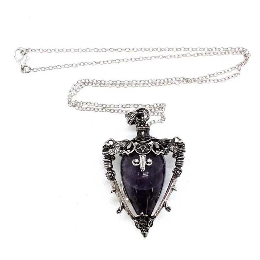Collier pendentif en cristal goutte d'eau pour hommes et femmes, Quartz rose naturel, Onyx, Lapis Lazuli, Opale, Bijoux en pierre antique, Alanding Yst