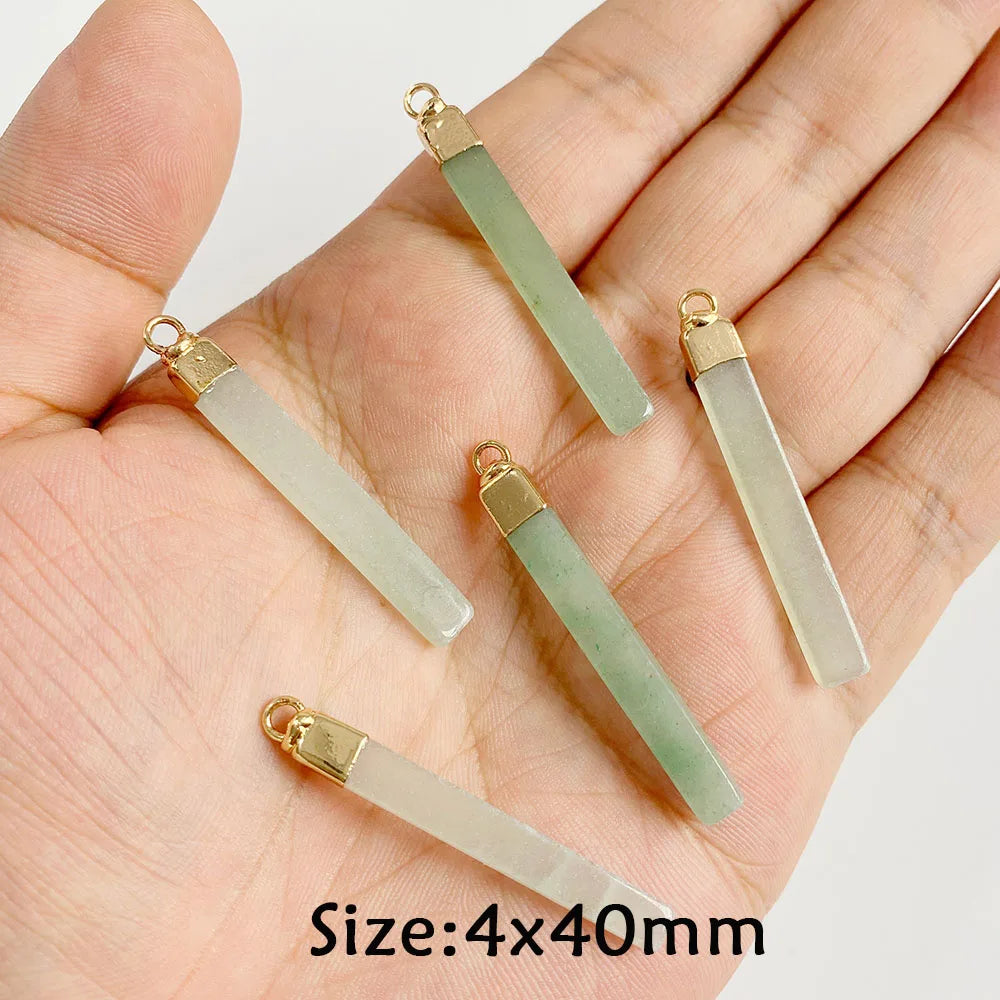 Pendentif en Pierre Naturelle Aventurine Verte, Perles de Jades de Guérison, Breloques Porte-Bonheur, Bijoux de Bricolage pour Femme et Homme, 2 Pièces
