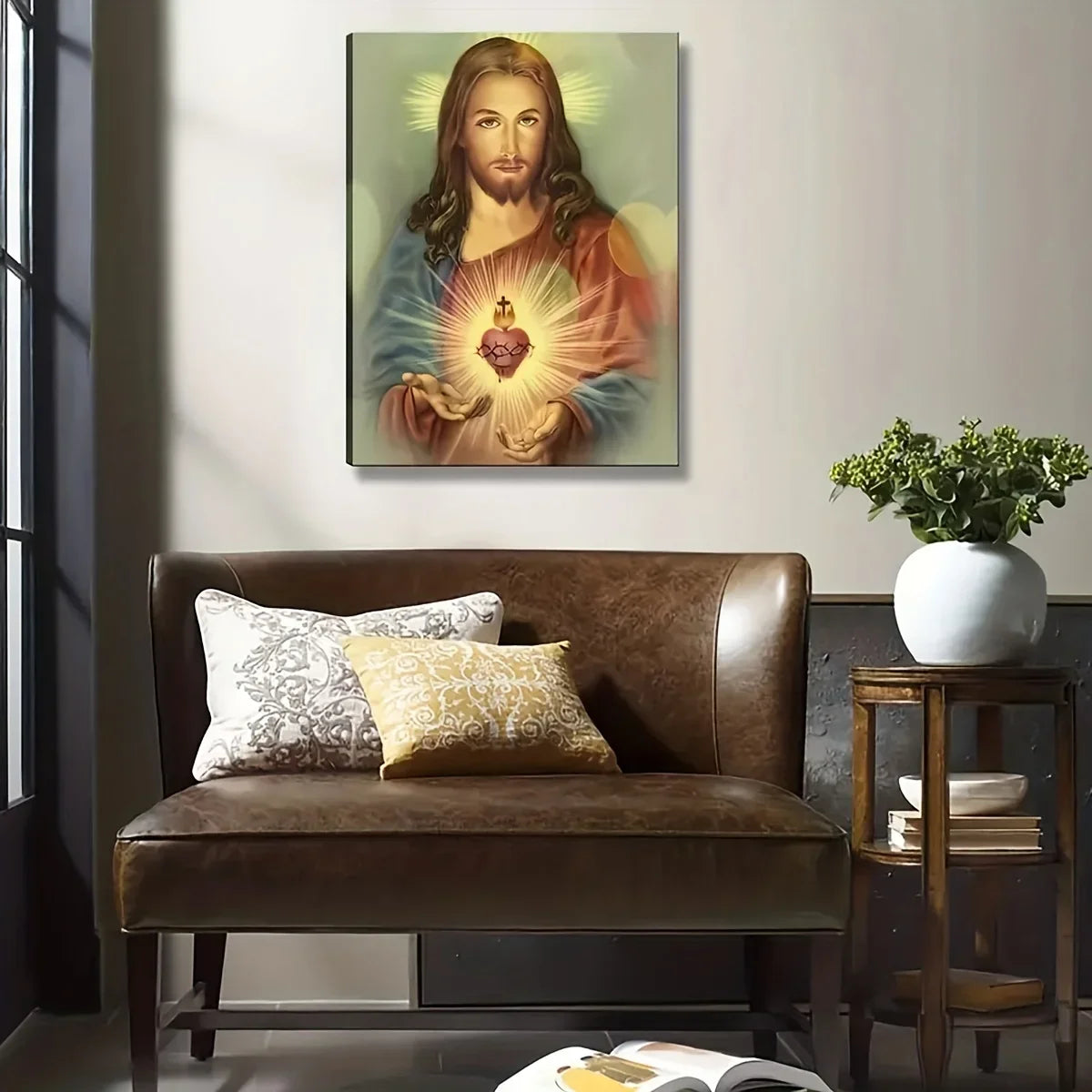 Toile de peinture abstraite de jésus, saint cœur, affiche d'art mural, miséricorde divine, image chrétienne catholique, décoration de maison, sans cadre, 1 pièce