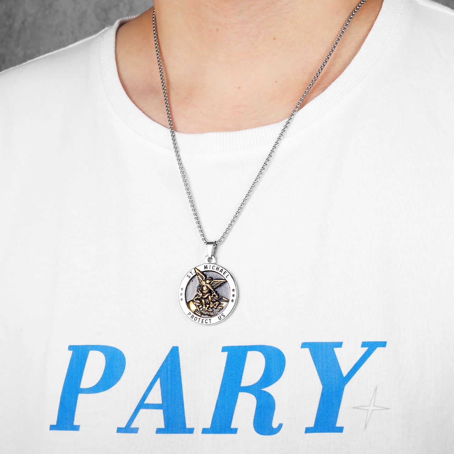 Collier pendentif Archange Saint Michel en acier inoxydable pour hommes et femmes – amulette puissante.