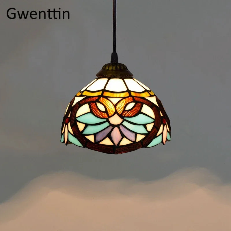 Vitrail suspension lampe salle à manger lustres plafond suspension chambre luminaire maison Luminaria Tiffanydecor