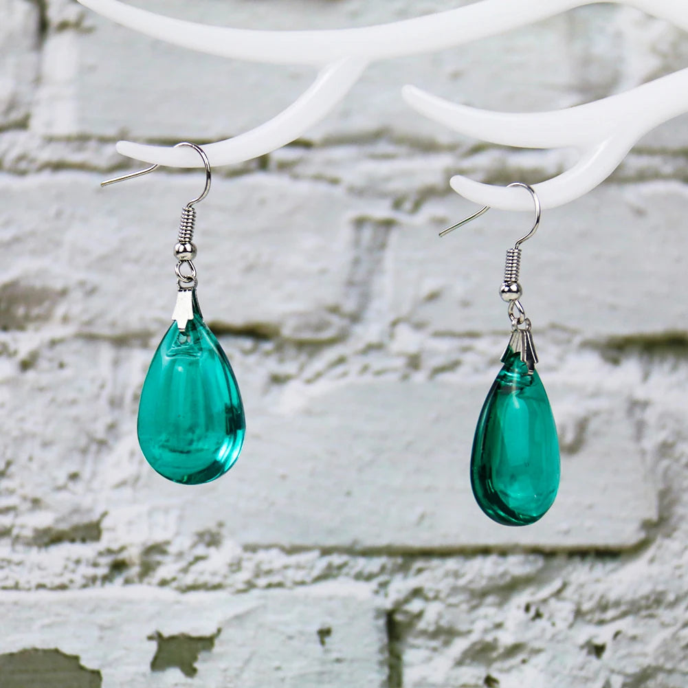 Boucles d'oreilles en verre vert exquis, crochet d'oreille, longue larme, goutte d'eau, cristal, pendentif, biscuits, quartz, festival, mère, femme, cadeau de bijoux