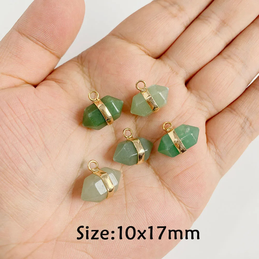 Pendentif en Pierre Naturelle Aventurine Verte, Perles de Jades de Guérison, Breloques Porte-Bonheur, Bijoux de Bricolage pour Femme et Homme, 2 Pièces