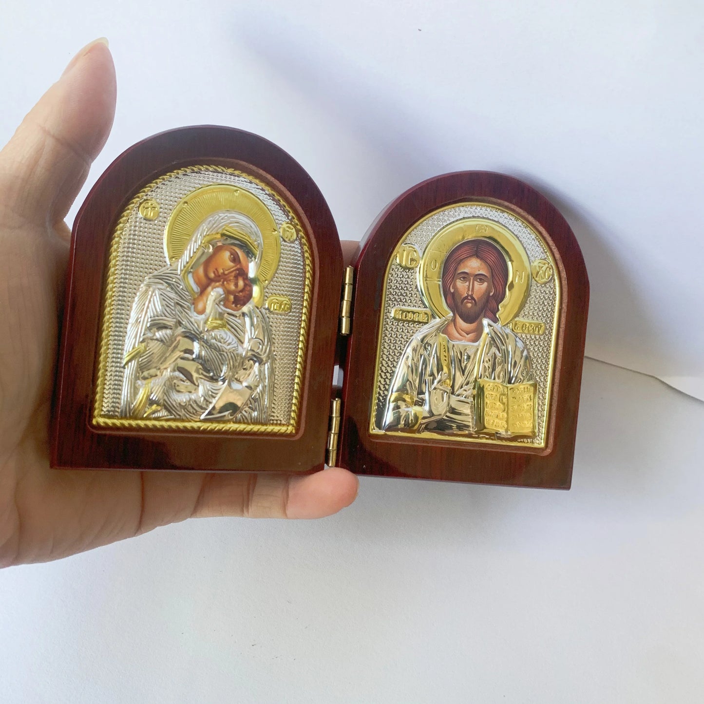 Statues d'icône en bois de jesus, Double vierge marie, religieux, noël, pâques, décoration de la maison, cadeau d'église