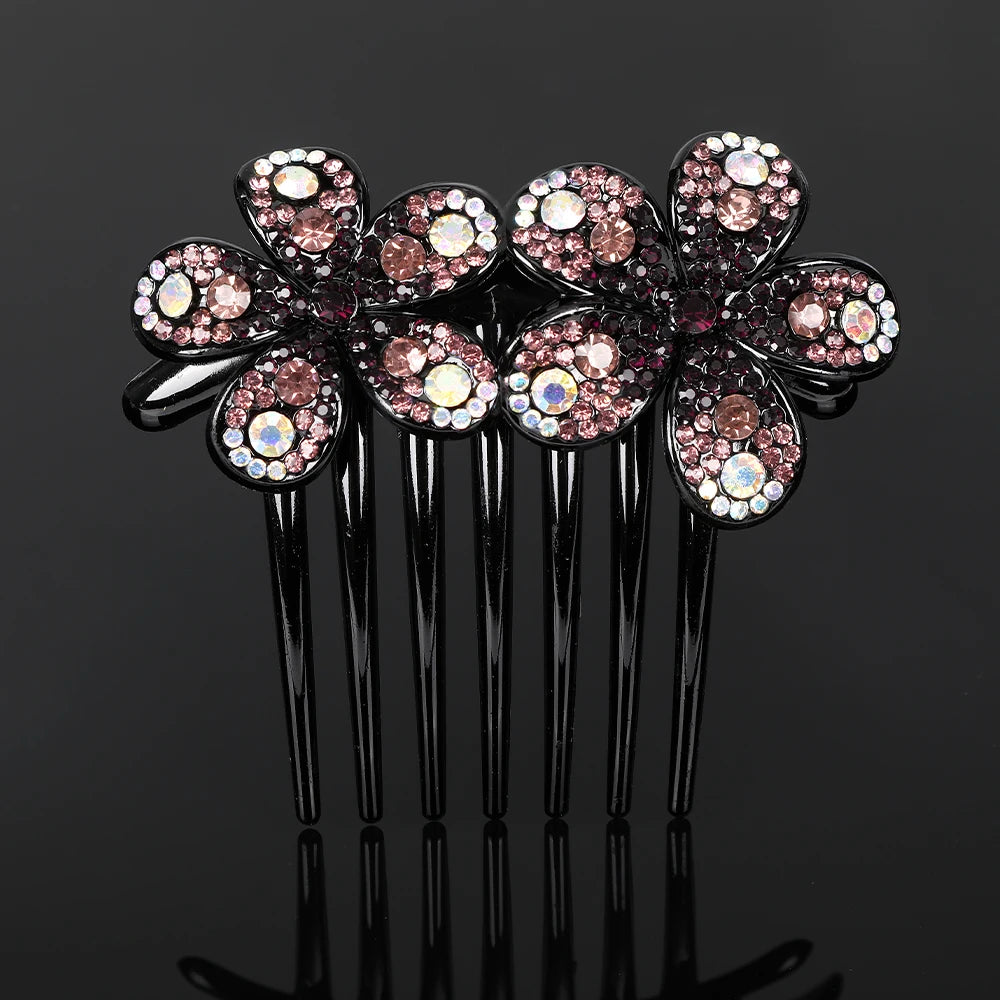 Peigne à cheveux AWAYTR en cristal avec strass – Accessoire professionnel pour chignons, tresses et queues de cheval