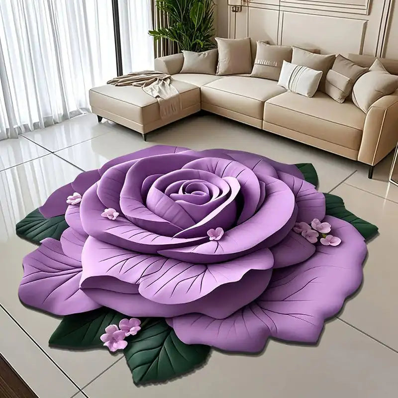 Tapis de sol en peluche florale et terre de diatomées, absorbant, antidérapant, pour salle de bain, motif de fleurs fraîches 3D, résistant à la saleté