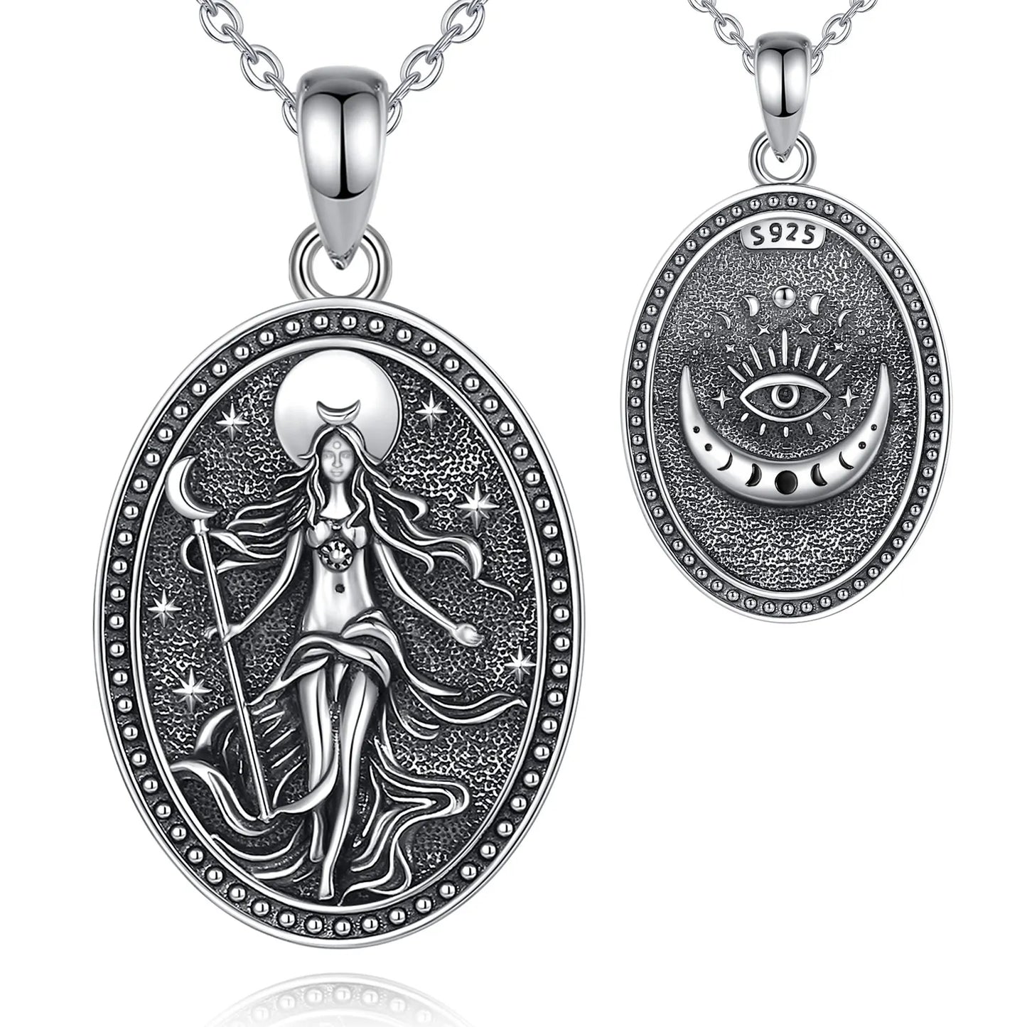 Eudora 925 argent Sterling NYX lune déesse collier Wicca païen amulette pendentif hellenique bijoux beau cadeau pour femmes hommes