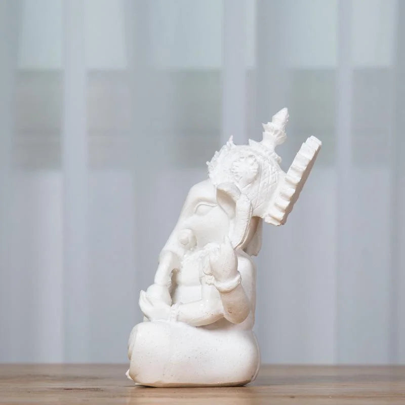 Statue d'éléphant de bouddha Ganesha en grès, Sculpture faite à la main, accessoires de décoration pour la maison