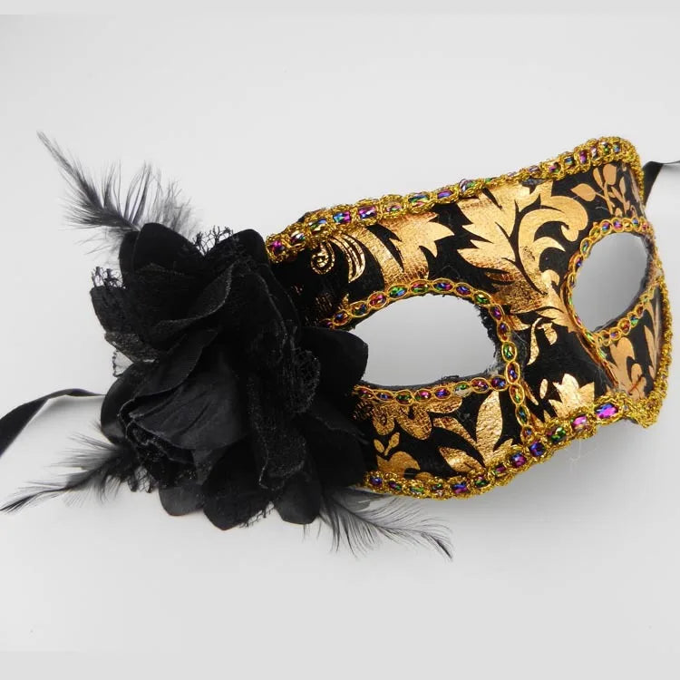 Masque de mascarade Floral demi-visage à paillettes pour femme, masque de venise, accessoires de Costume d'halloween pour fête Cosplay