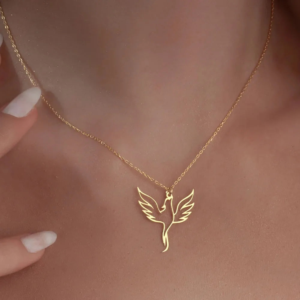 Collier Phoenix évidé créatif en acier inoxydable pour femme, cadeau à la mode et personnalisé