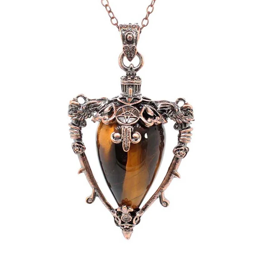 Collier pendentif en cristal goutte d'eau pour hommes et femmes, Quartz rose naturel, Onyx, Lapis Lazuli, Opale, Bijoux en pierre antique, Alanding Yst