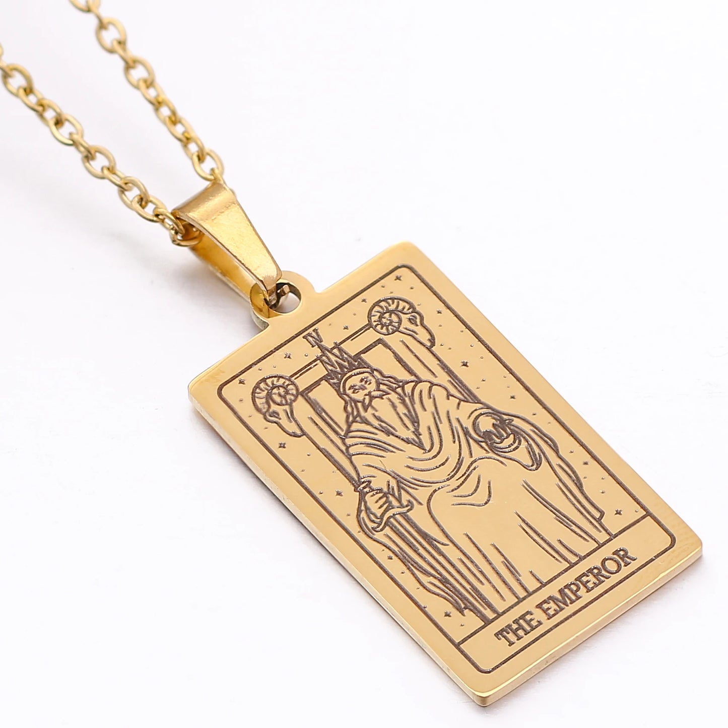 Collier de carte de Tarot en acier inoxydable, amulette porte-bonheur, bijoux ras du cou pour femmes, pendentif magicien/étoile/lune/soleil, vente en gros