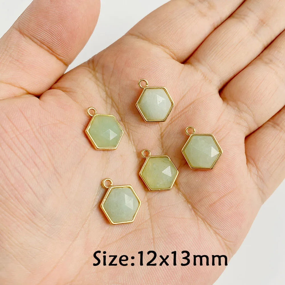 Pendentif en Pierre Naturelle Aventurine Verte, Perles de Jades de Guérison, Breloques Porte-Bonheur, Bijoux de Bricolage pour Femme et Homme, 2 Pièces