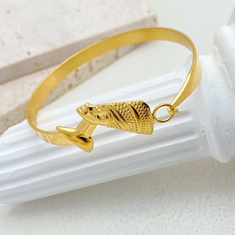 Bracelet élégant œil d'horus en acier inoxydable pour femmes, manchette réglable, Protection égyptienne antique, amulette, bijoux cadeau