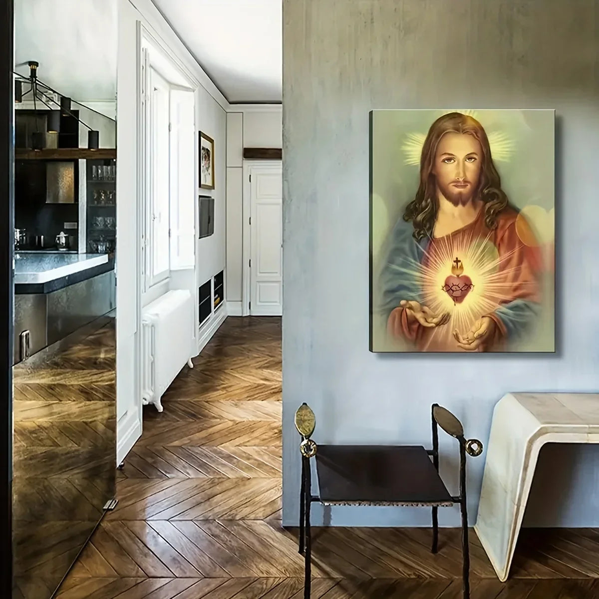 Toile de peinture abstraite de jésus, saint cœur, affiche d'art mural, miséricorde divine, image chrétienne catholique, décoration de maison, sans cadre, 1 pièce