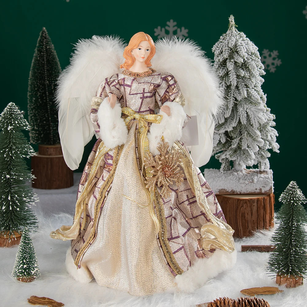 Ornements d'ange pour dessus d'arbre de noël, décoration d'arbre de noël en or, décors de noël en or pour jardin, cour, café, décor de bureau