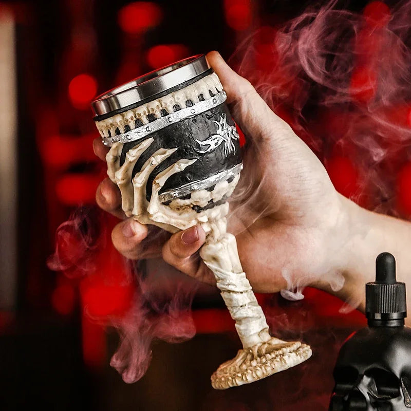 Tasse d'eau gothique 3D en acier inoxydable, gobelet en forme de crâne, Design créatif de squelette de Dragon pour Bar, fête, maison, cadeaux d'halloween