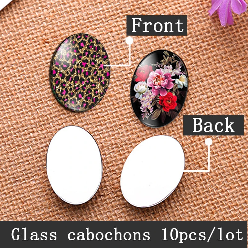 Cabochon Ovale en Verre à Dos pio, 10 Pièces, Motifs Rétro Vierge Marie et Bébé Jésus, 13x18mm/18x25mm/30x40mm