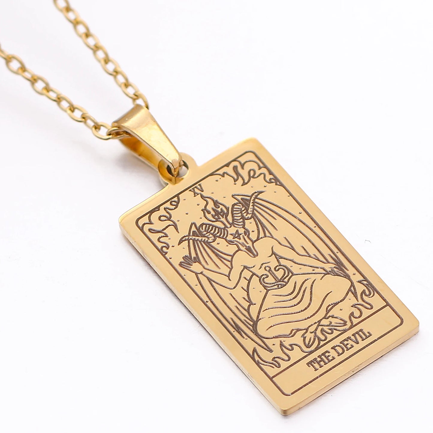 Collier de carte de Tarot en acier inoxydable, amulette porte-bonheur, bijoux ras du cou pour femmes, pendentif magicien/étoile/lune/soleil, vente en gros
