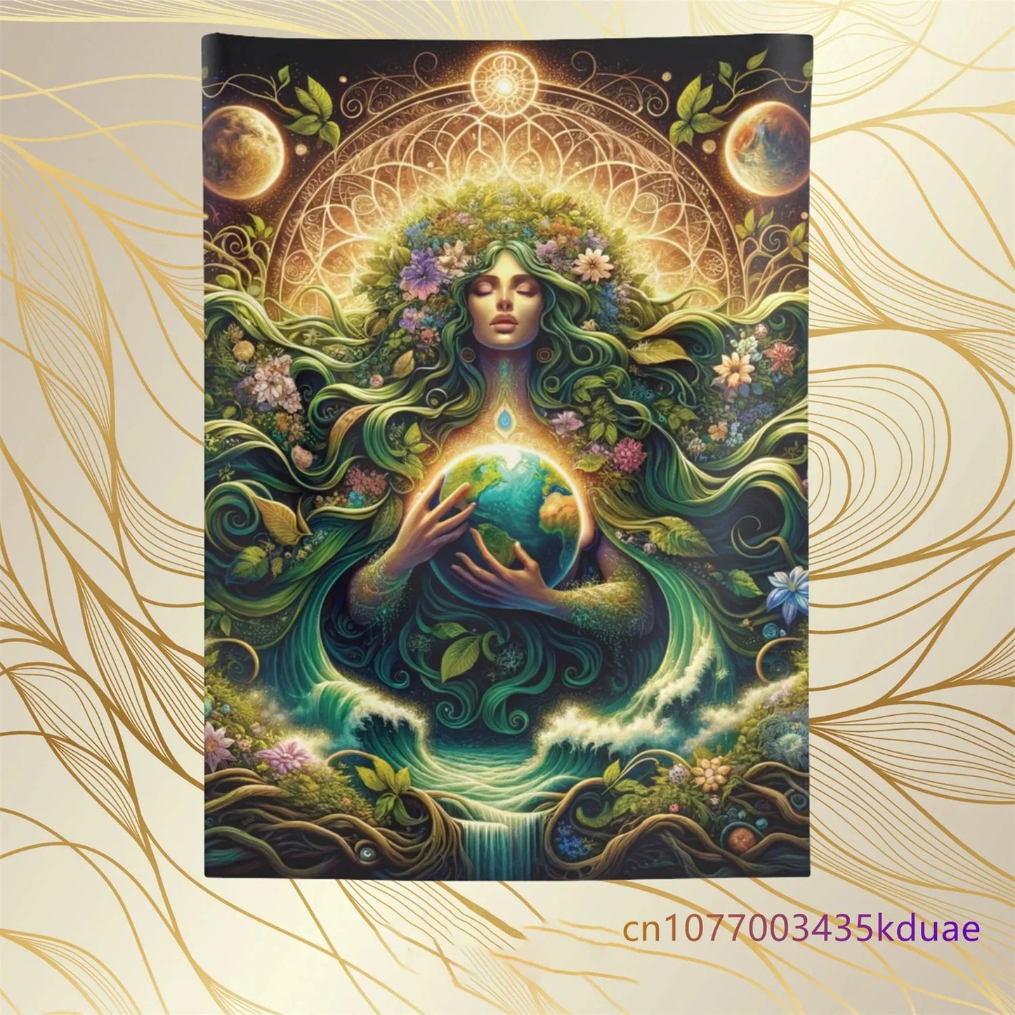 Gaia Art mère terre tapisserie murale mère Nature tenture murale bohème décor à la maison salle de méditation tapisserie fond tissu