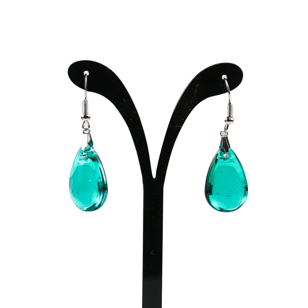 Boucles d'oreilles en verre vert exquis, crochet d'oreille, longue larme, goutte d'eau, cristal, pendentif, biscuits, quartz, festival, mère, femme, cadeau de bijoux