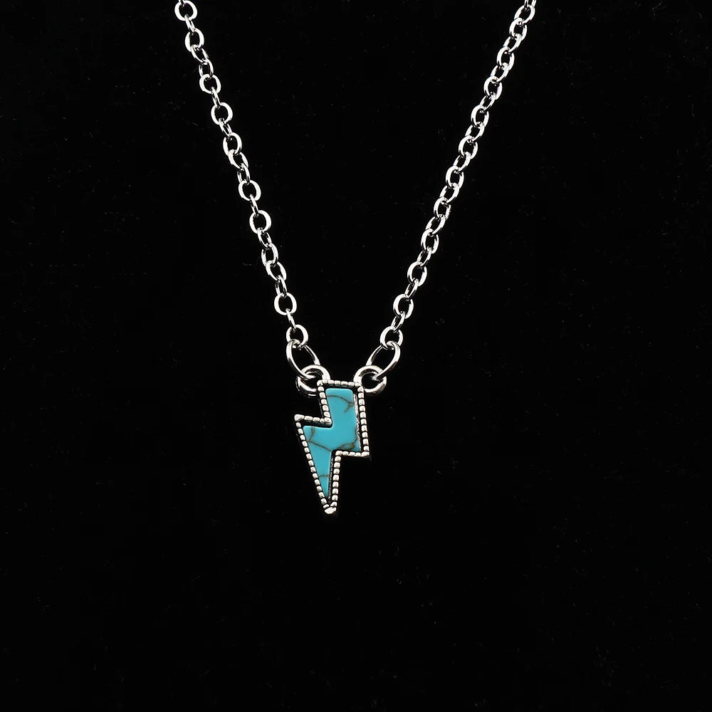 JOLagenlook-Collier avec pendentif à barre rectangulaire turquoise, bohème occidental, cowgirl, longueur réglable, bijoux longs, tour de cou à maillons, 20"