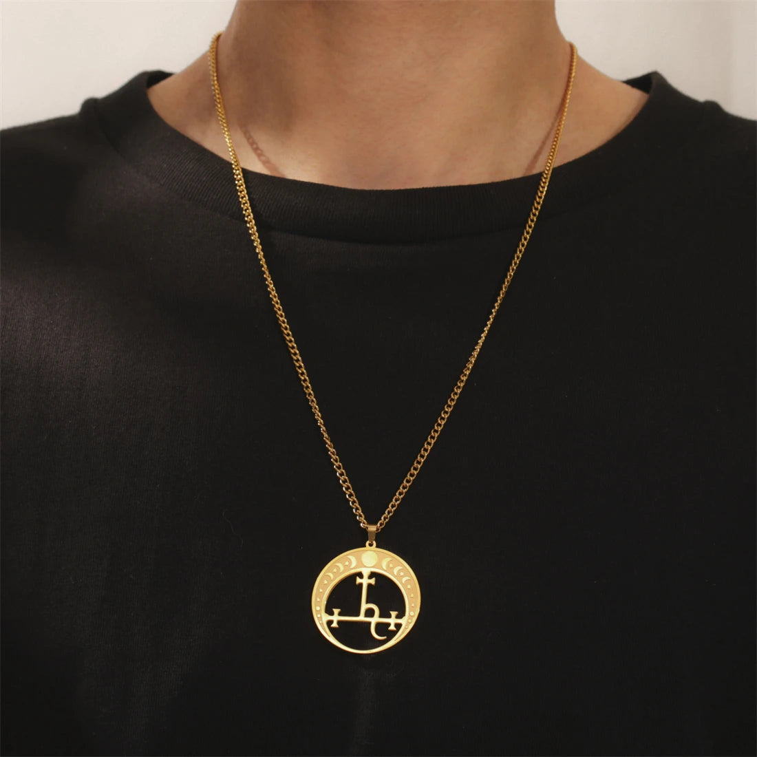 EUEAVAN Lilith démon sceau collier en acier inoxydable Vintage Satan saomon symbole pendentif tour de cou amulette bijoux cadeau en gros