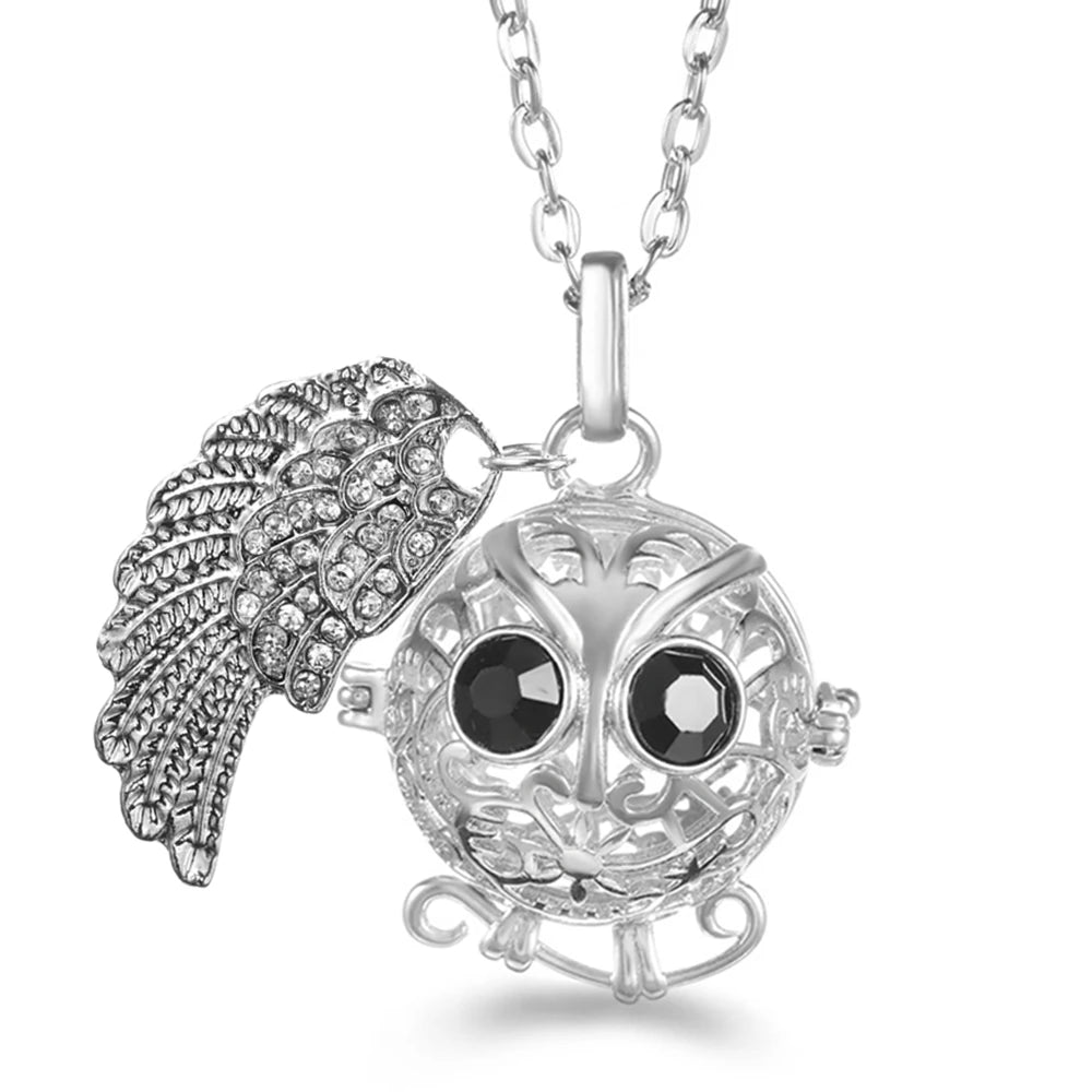 Collier Bola Mexique avec ailes d'ange, arbre de vie – diffuseur d'huile essentielle aromathérapie, pendentif parfumé pour femme, idée cadeau raffinée.