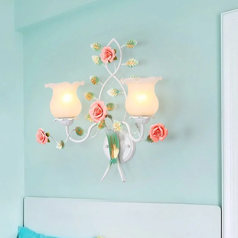Campagne française pendentif LED lumière décoration de la maison salon chambre cuisine jardin Rose fleur herbe luminaires