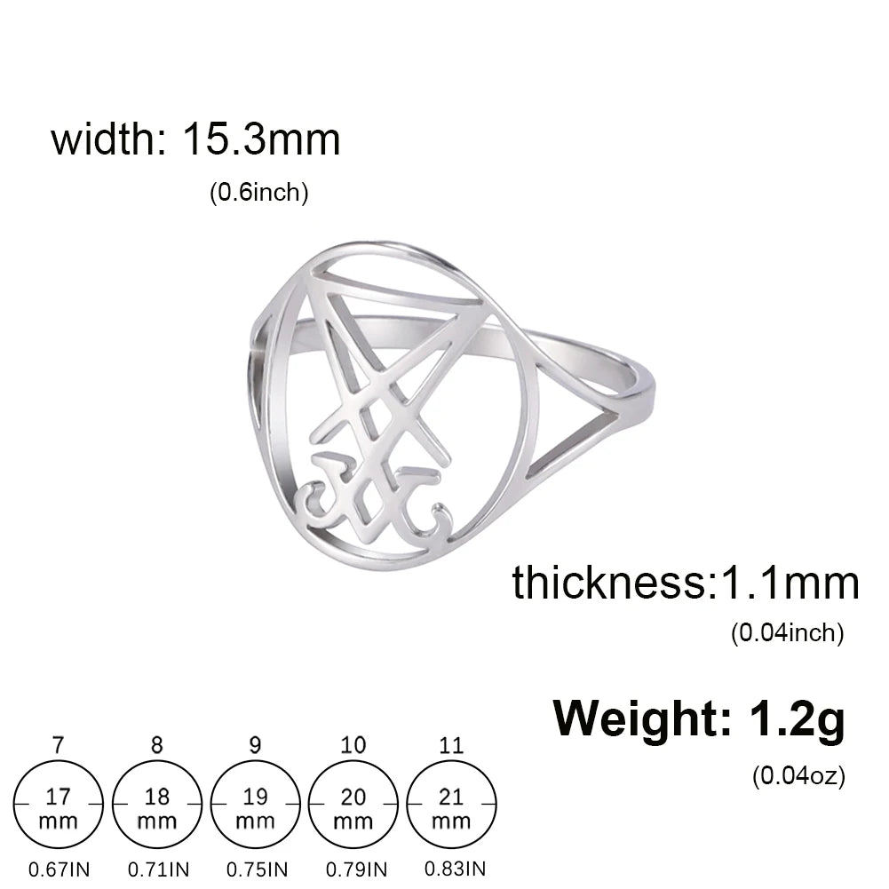 Dawapara Leviathan croix anneau église sceau de Lucifer Lorraine croix symbole alchimique bague en acier inoxydable
