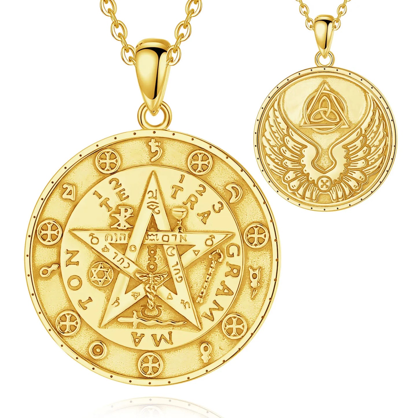 Collier Eudora en Argent Sterling 925 avec Pendentif Aile de Tétragramme en Or 18K – Amulette Symbolique Unisexe, Joaillerie Fine Contemporaine
