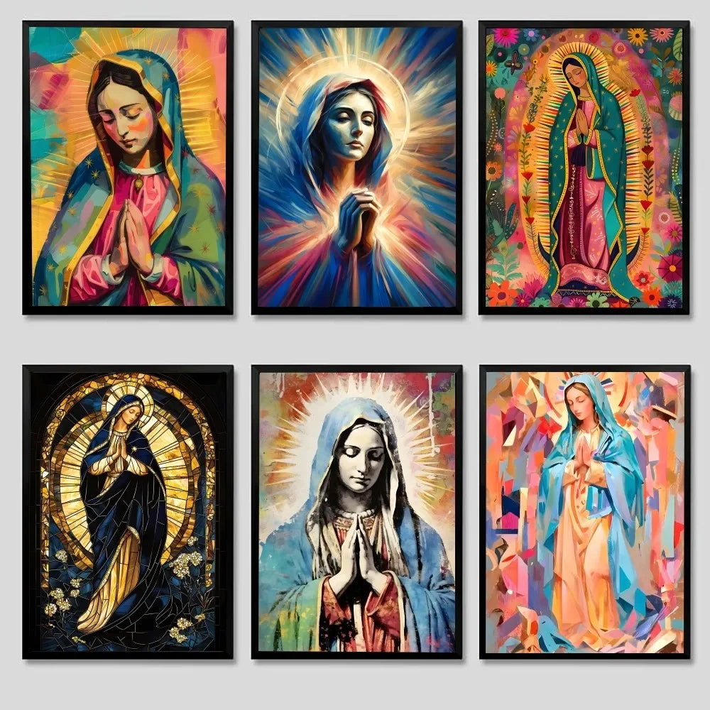 Vierge Marie Art Madame Guadalupe toile peinture affiche Kraft Club Bar papier Vintage affiches mur Art peinture chambre étude