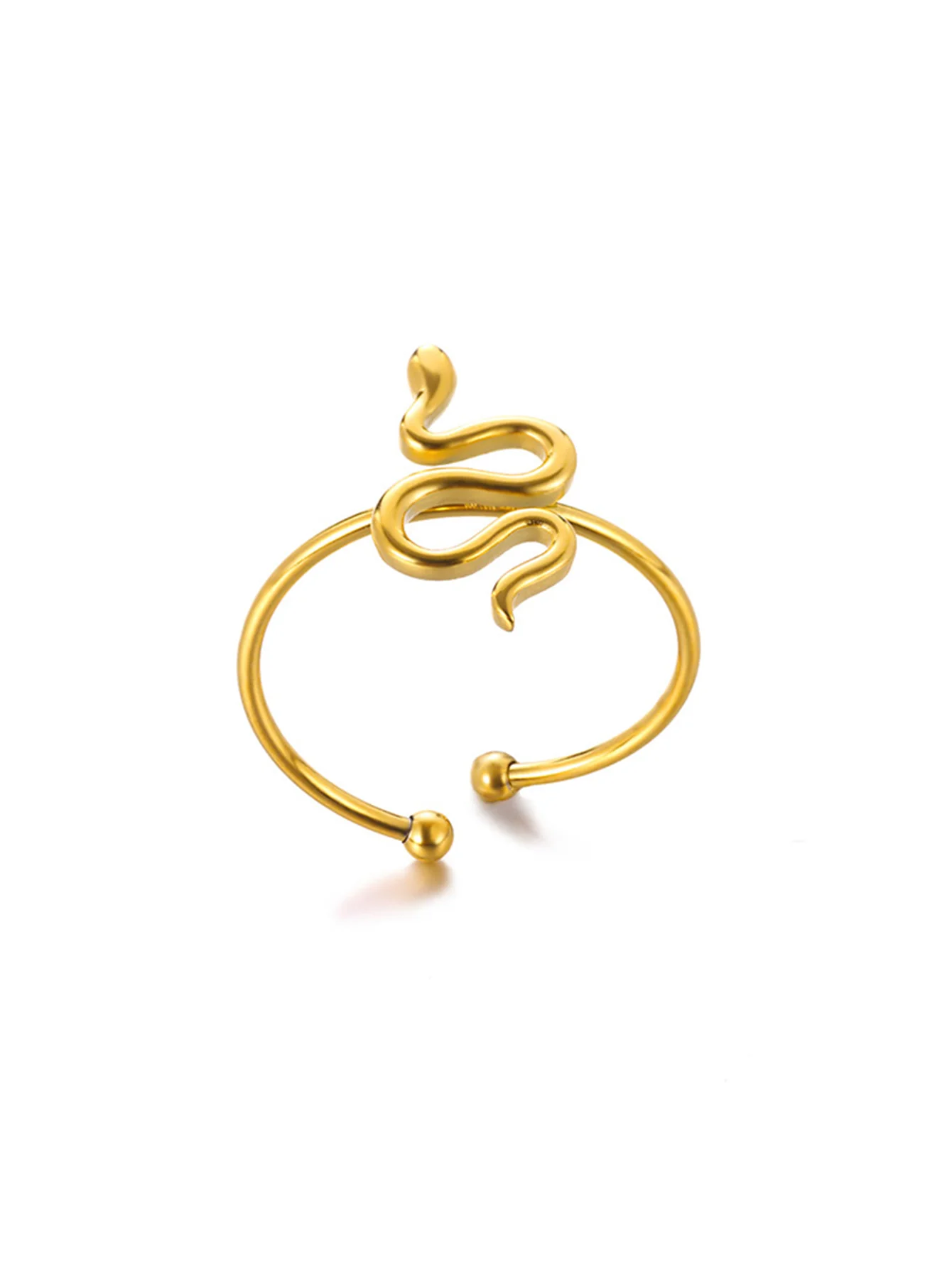 Bague Serpent Réglable en Acier Inoxydable Plaqué Or 316L – Style Gothique Vintage Unisexe