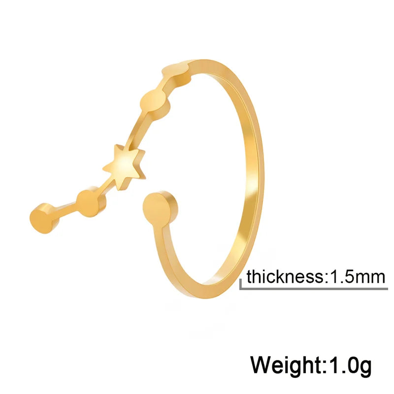 12 bagues de constellation pour femmes, anneaux ouverts et réglables du zodiaque pour adolescents, vergine, Cancer, balance, lion, poissons, bijoux, cadeau d'anniversaire