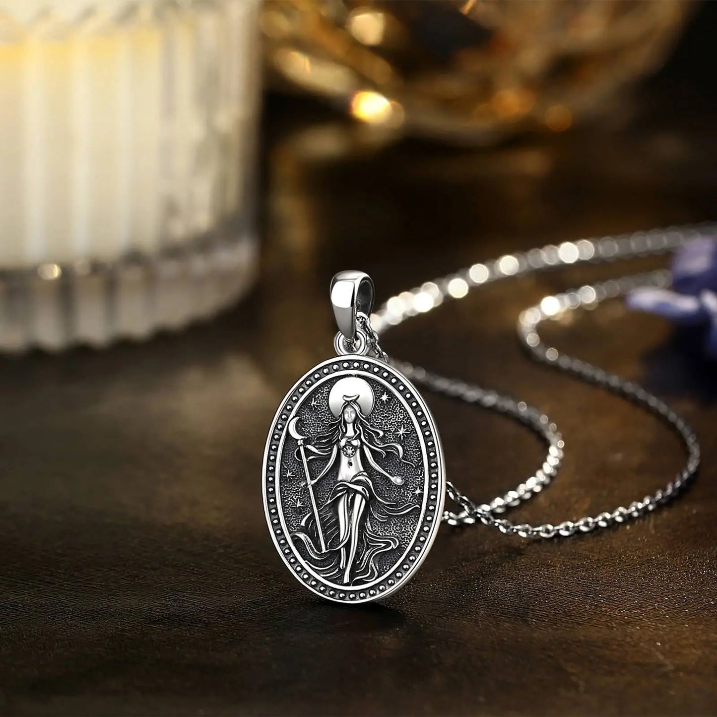 Eudora 925 argent Sterling NYX lune déesse collier Wicca païen amulette pendentif hellenique bijoux beau cadeau pour femmes hommes