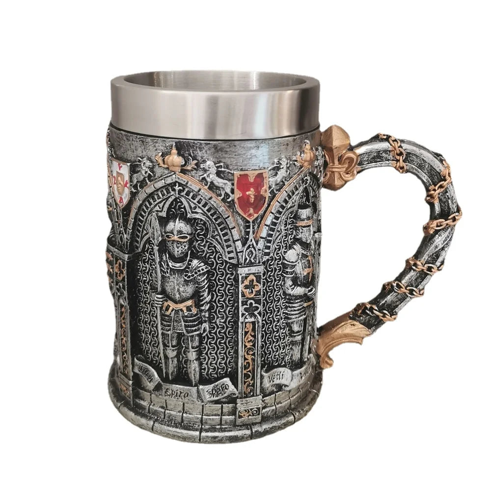 Tasses à bière Norse Myenson, arbre du monde, viking, kokor, baril de chêne, chope en résine, acier inoxydable, tasse à eau, tasse à café, 600ml