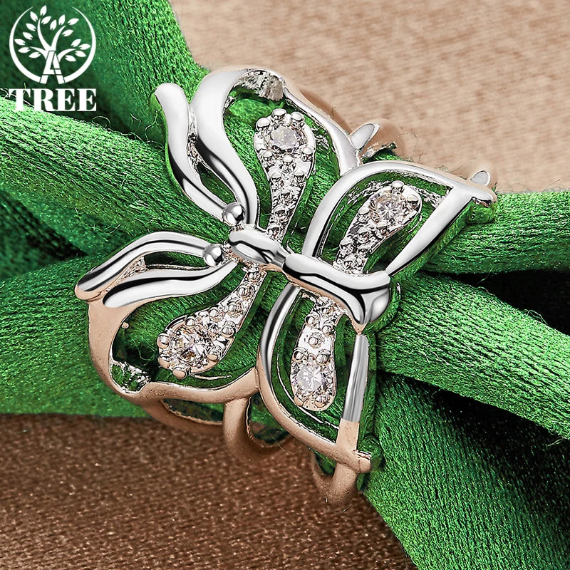 Bague papillon en argent Sterling 925 pour femmes, ouverture réglable, Zircon creux, mode, cadeau de fête d'anniversaire, bijoux de charme de mariage