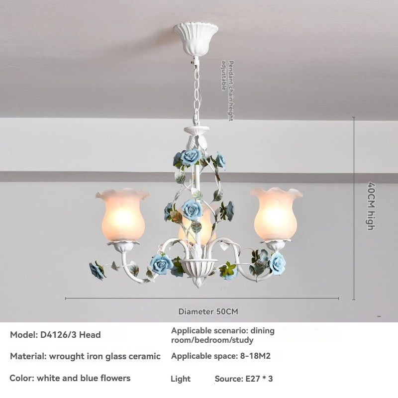 Campagne française pendentif LED lumière décoration de la maison salon chambre cuisine jardin Rose fleur herbe luminaires