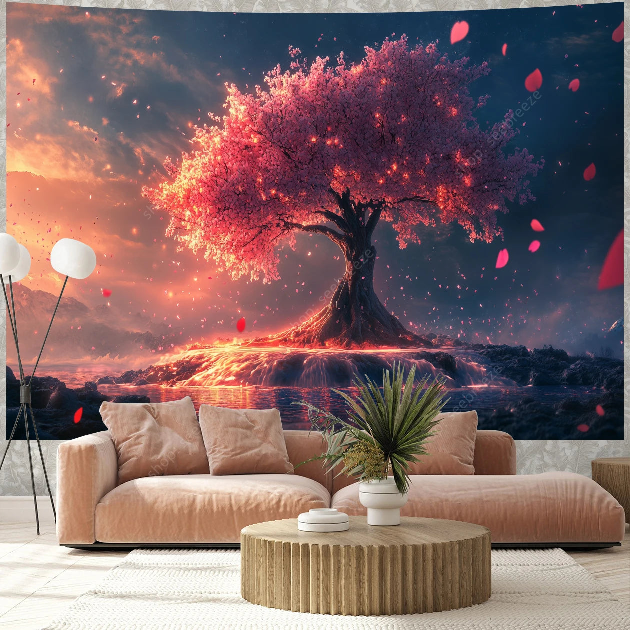 Tapisserie Murale Arbre de Vie Psychédélique Grand Mandala Bohème Sorcellerie Décor Salle de Rencontre