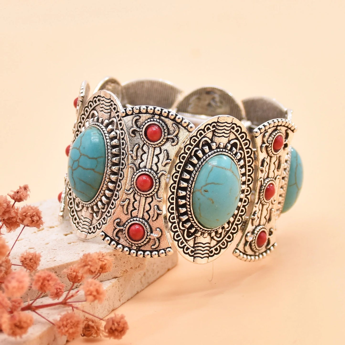 Bracelet ethnique Tribal bohème indien Vintage Turquoise gitane Boho Bracelet Festival voyage femmes hommes bijoux africains turcs