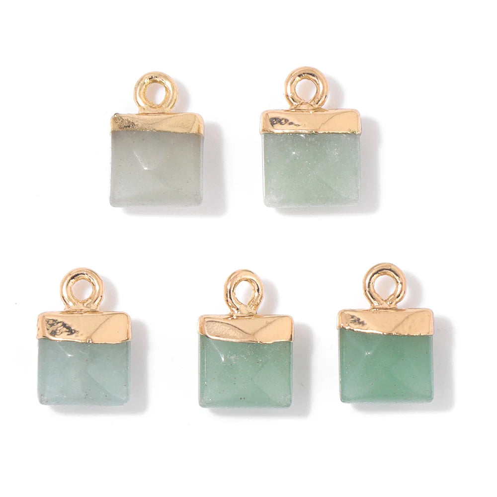 Pendentif en Pierre Naturelle Aventurine Verte, Perles de Jades de Guérison, Breloques Porte-Bonheur, Bijoux de Bricolage pour Femme et Homme, 2 Pièces