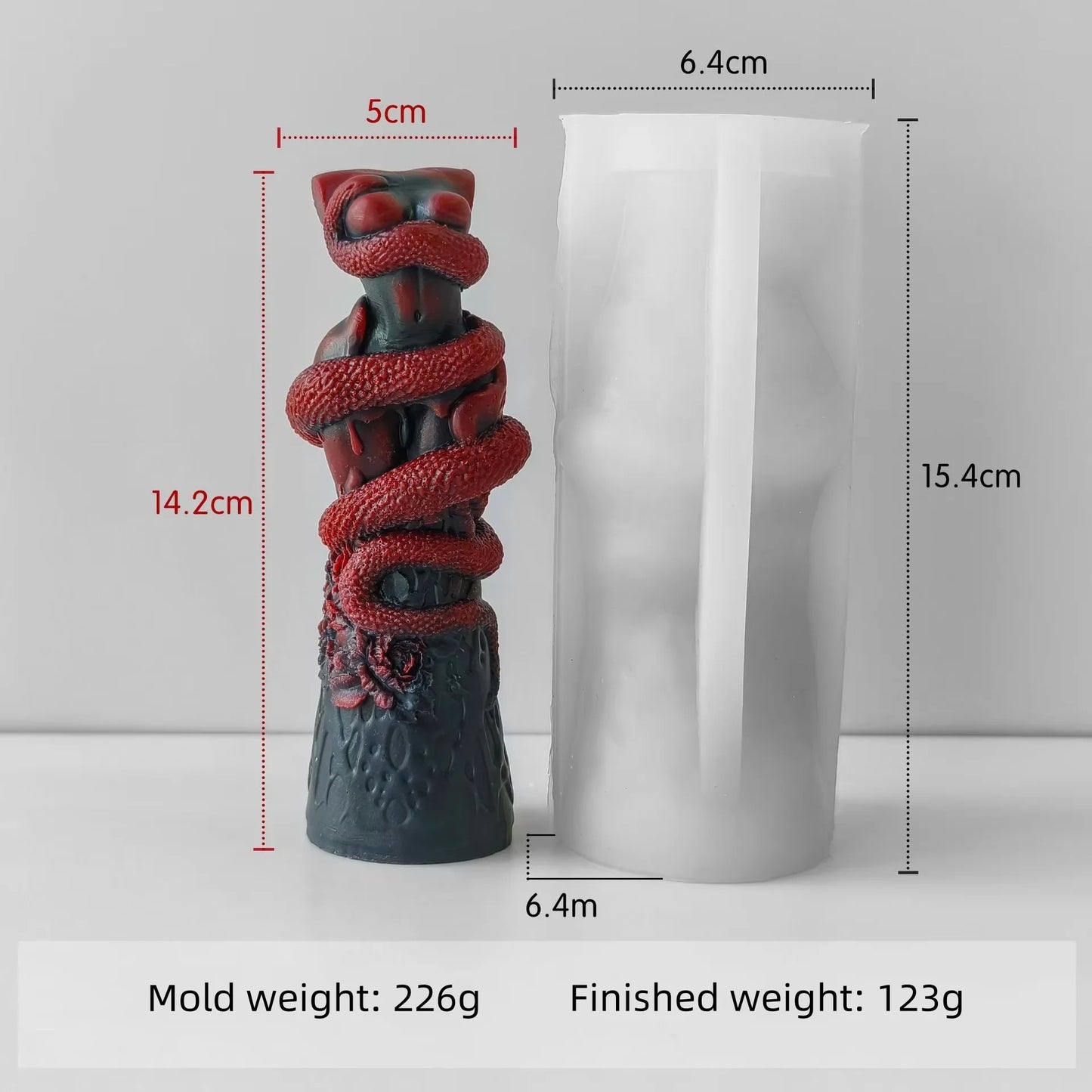 Moule en silicone pour bougie pilier serpent en relief – création artisanale et aromatique Halloween