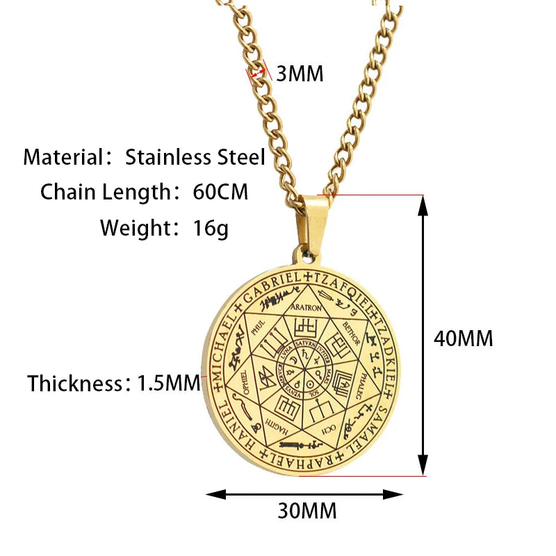 Collier pour hommes pendentif sept archanges Salomon 7 archanges Sigil amulette collier hommes Simple chaîne en acier inoxydable bijoux