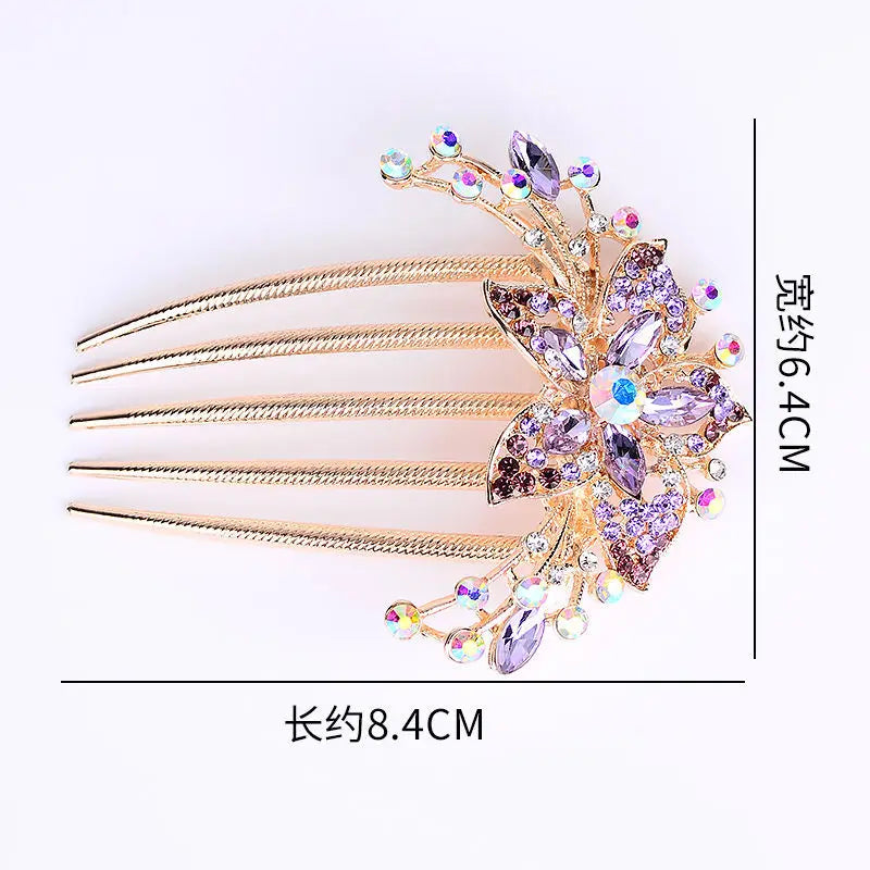 Pinces à cheveux à fleurs en cristal, peignes à chignon, épingles à cheveux brillantes pour femmes, accessoires pour cheveux